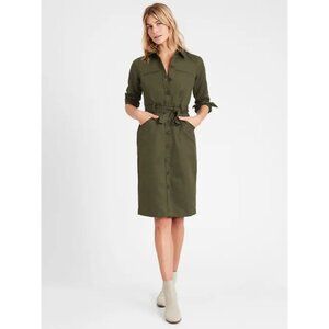 Banana Republic NWT Heritage Cotton-Linen Bahia Dress in Adventure Green size 8
